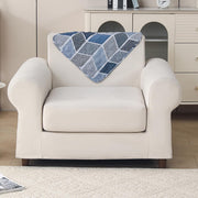 'Aura Petal Series' Quilted Sofa Mat Printed – Anti Slip (Hexa Blue)