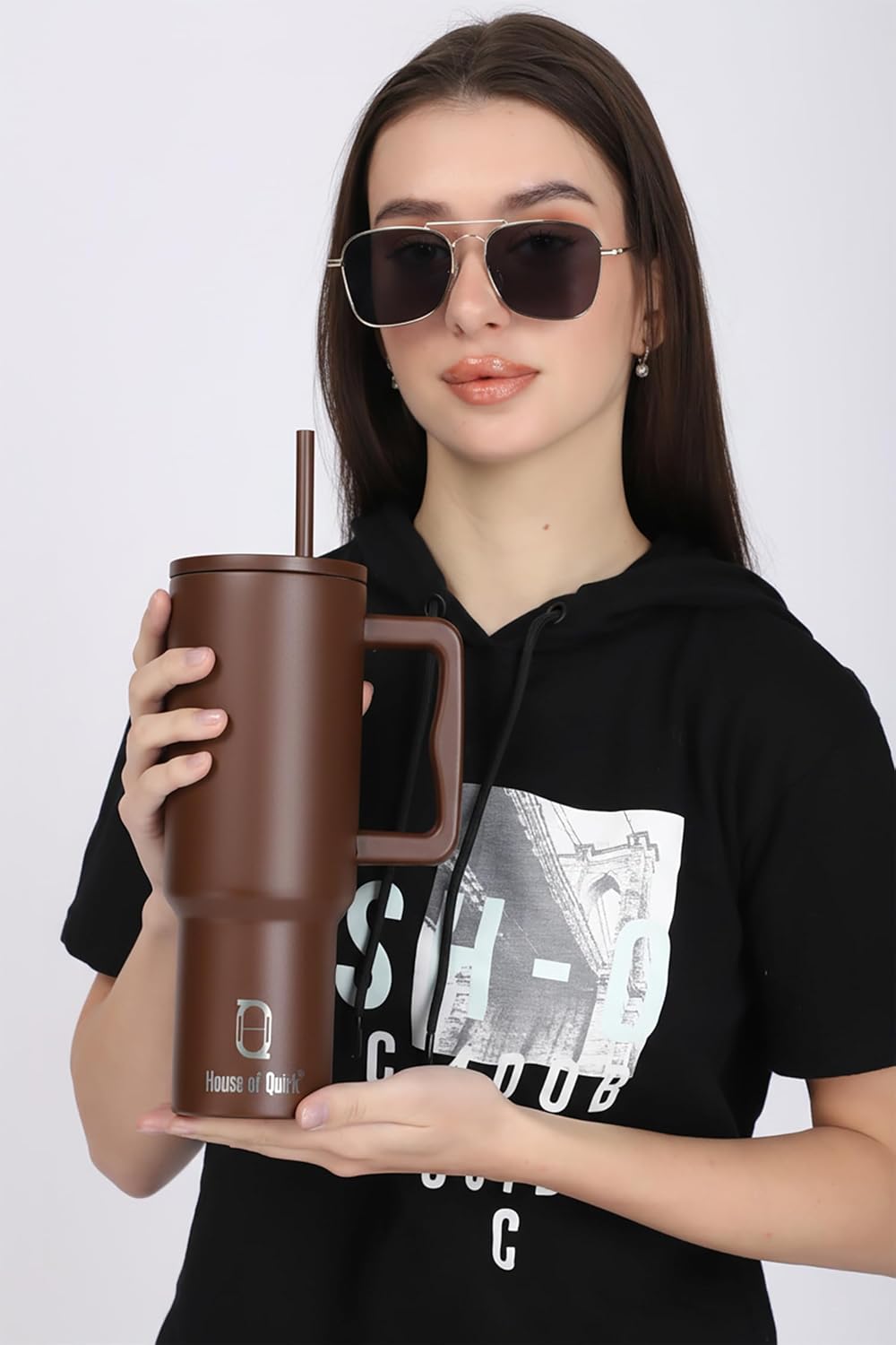 1200ML Insulated Stainless Steel Tumbler with Lid, Handle & Straws - (1200 ML)