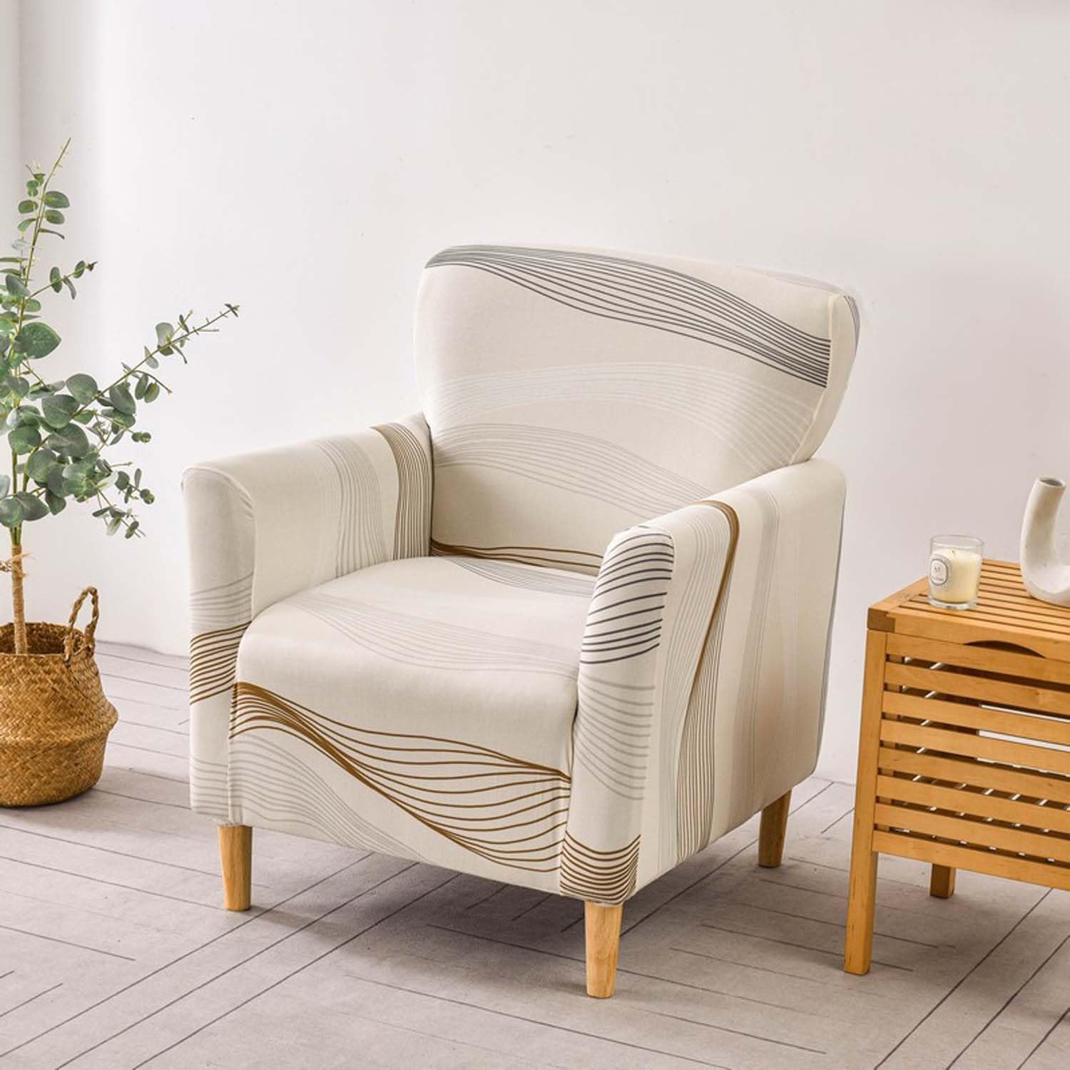 Armchair Slipcover Printed Chair Covers with Arms Stretch Club
