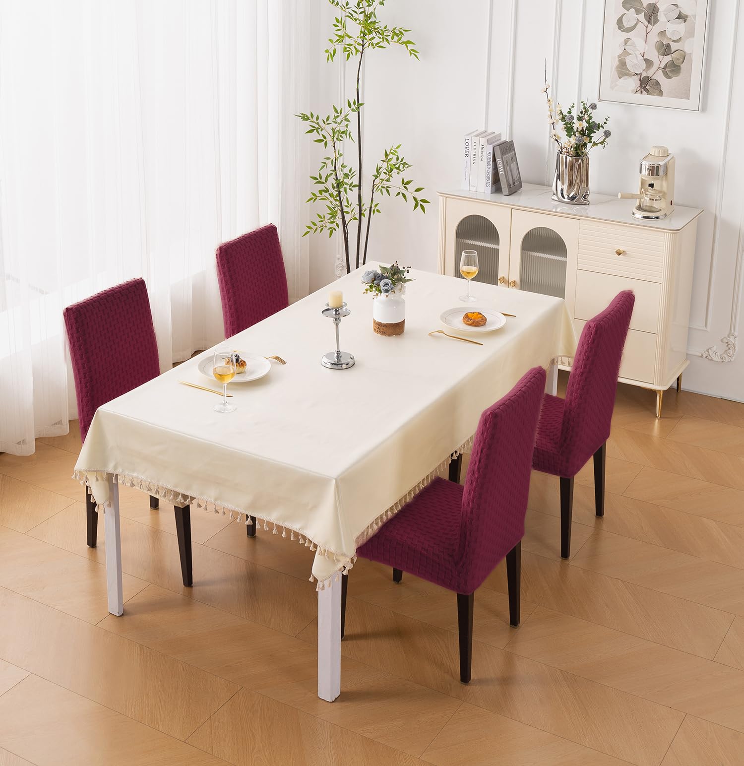Stylish Jacquard Dining Chair Cover 220 GSM (Maroon)
