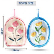 Tulip Flower Shaped Hanging Towels Set of 2 (Purple/Yellow)