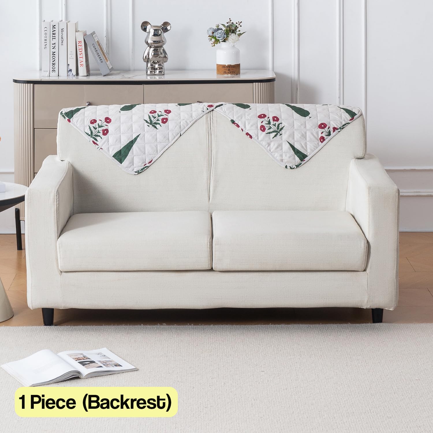 Printed Quilted Sofa Cover for 1/2/3/4 Seater Anti-Slip- Shalimar Garden