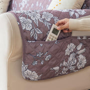 Gulnaar Series Anti-Slip Sofa Cover Mat with Pocket – Polyester Couch Protector(Botanic Breeze)