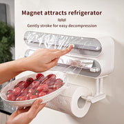 3-in-1 Magnetic Wrap Dispenser & Cutter Towel Organizer