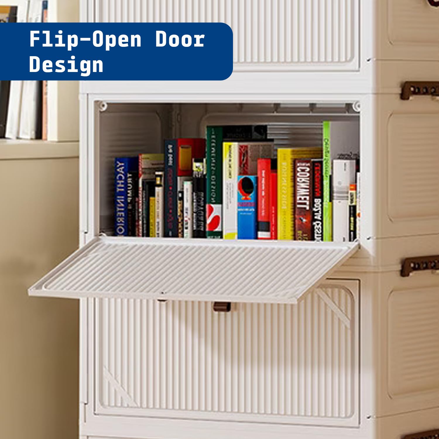 Foldable Storage Box Cart with Wheels & Handle (White)