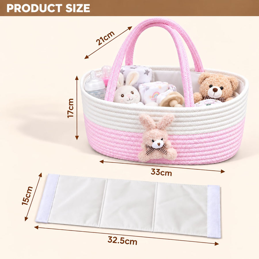 Baby Diaper Caddy Organizer Cotton Rope Basket