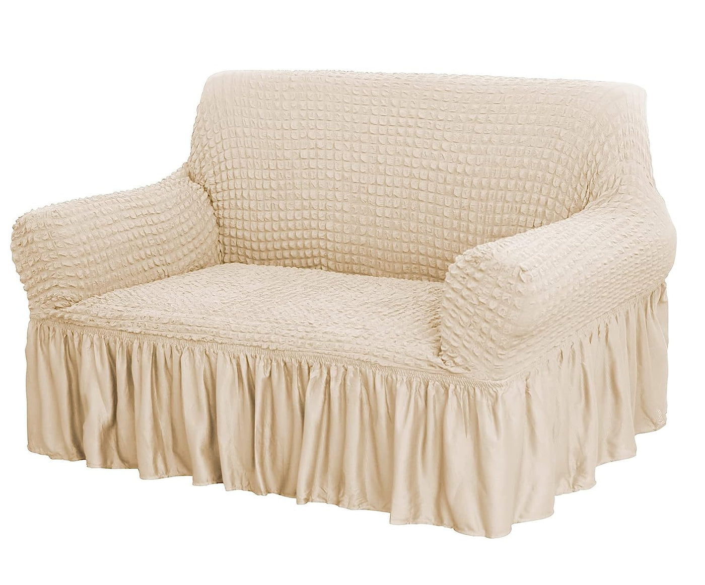 Bubble Frill Couch Cover-Beige