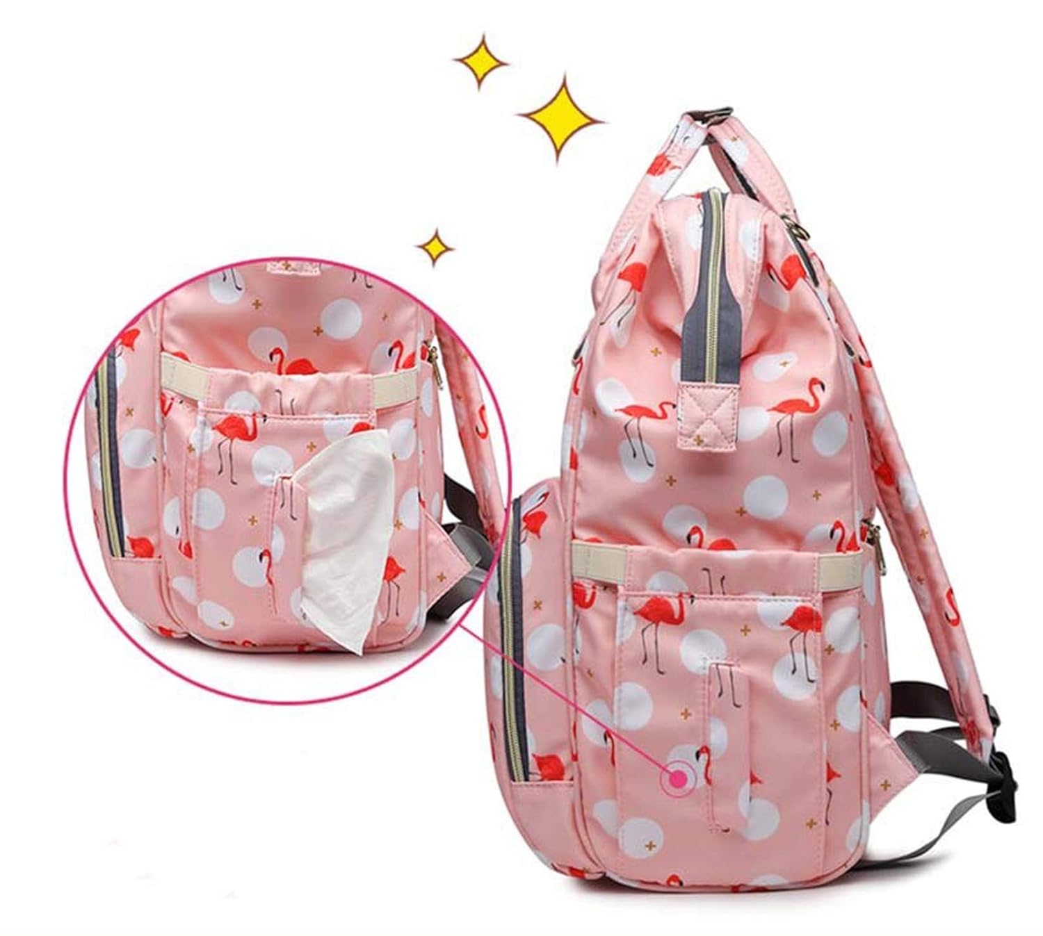 Baby Diaper Bag Maternity Backpack (Flamingo Printed)