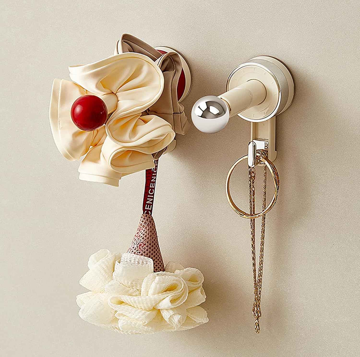 Adjustable Heavy-Duty Wall Suction Hook Waterproof No-Drill Bathroom Hook  (Cream)