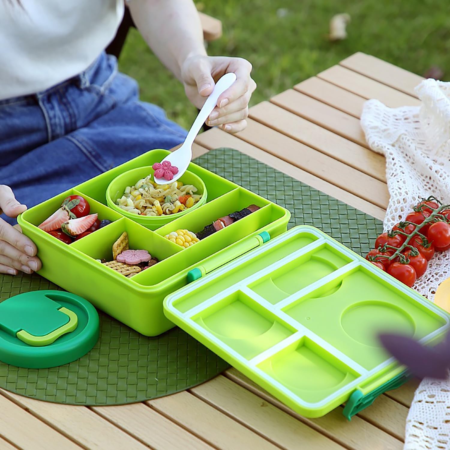 1800ml Building Block Bento Lunch Box with 300ml Bowl & 3 Compartments