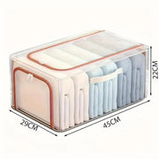 31L Transparent Clothes Storage Bin with Metal Frame & Handles