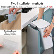 2-in-1 Wall & Cabinet Hanging Trash Can with Lid – 12.2L, Double-Sided Open (White/Grey)