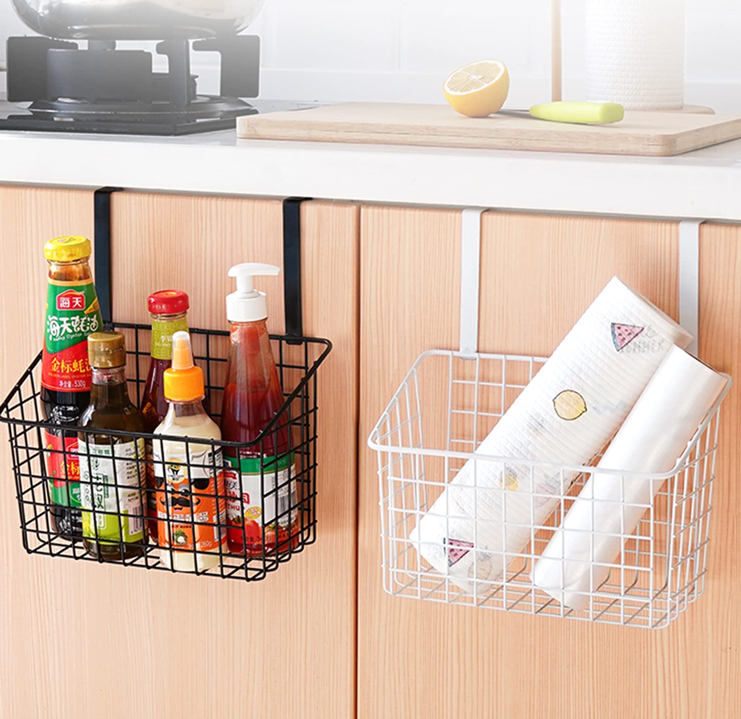 Over Door Hanging Storage Baskets – No-Drill Kitchen & Bathroom Organizer