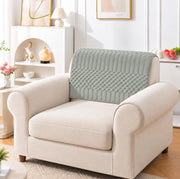 Ridge Plush Sofa Mat Floral Design - Green Soft Plush Fabric