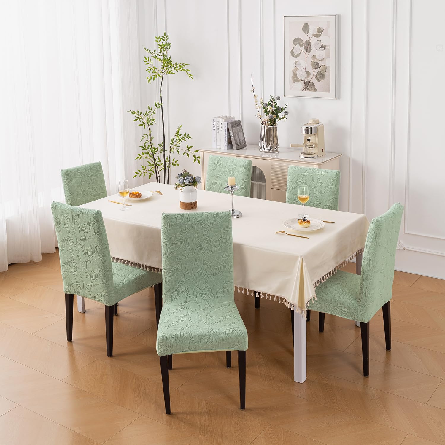 Stretchable Jacquard Dining Chair Cover – Universal Fit, 220 GSM-Green