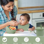 9 Pcs Silicone Feeding Set for Babies | Airplane Divided Plate