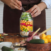 Portable Salad Pod Mason Jar with Leakproof Dressing Compartment – Reusable Travel Salad Container (Transparent)