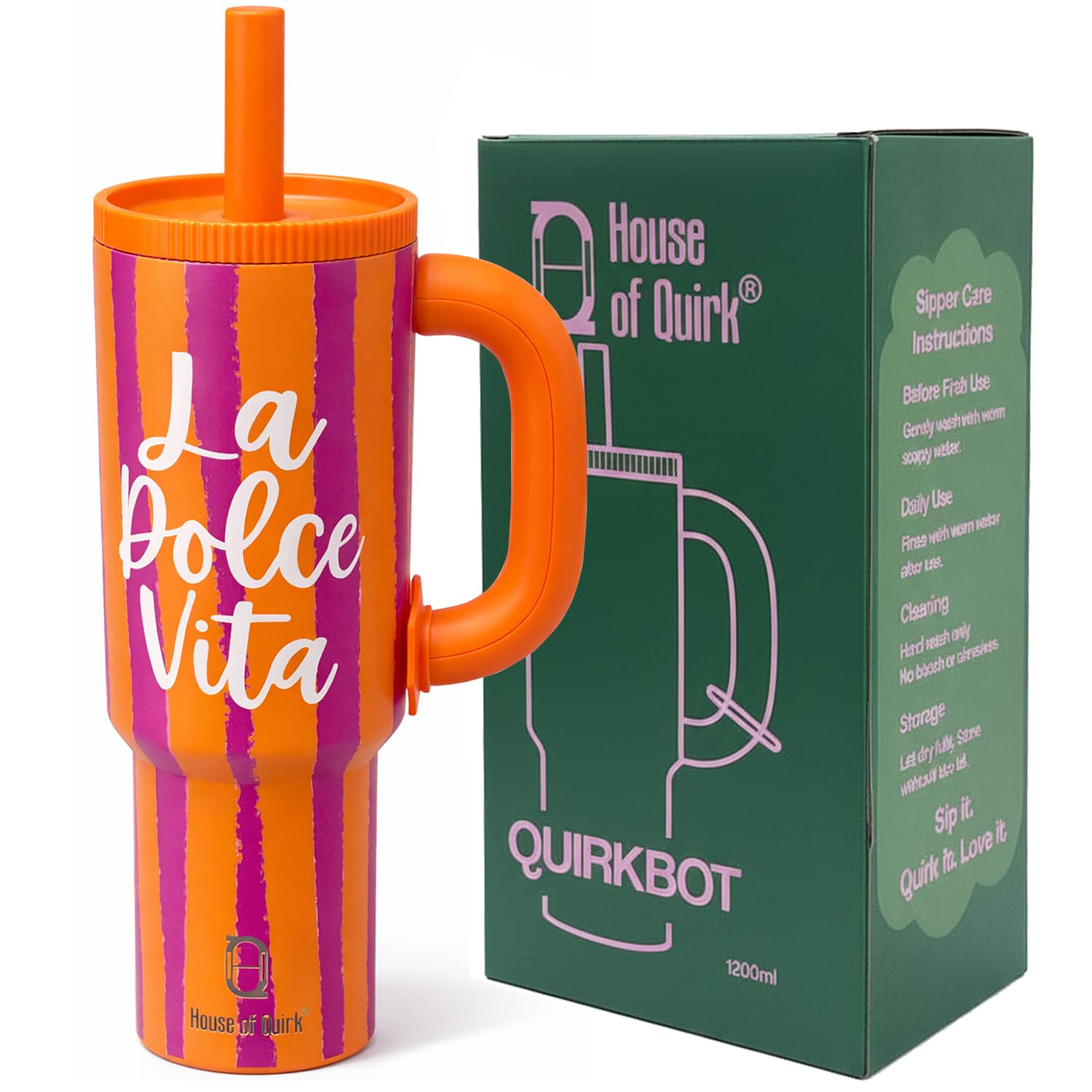 1200ml Insulated Stainless Steel Tumbler with Handle (Printed)