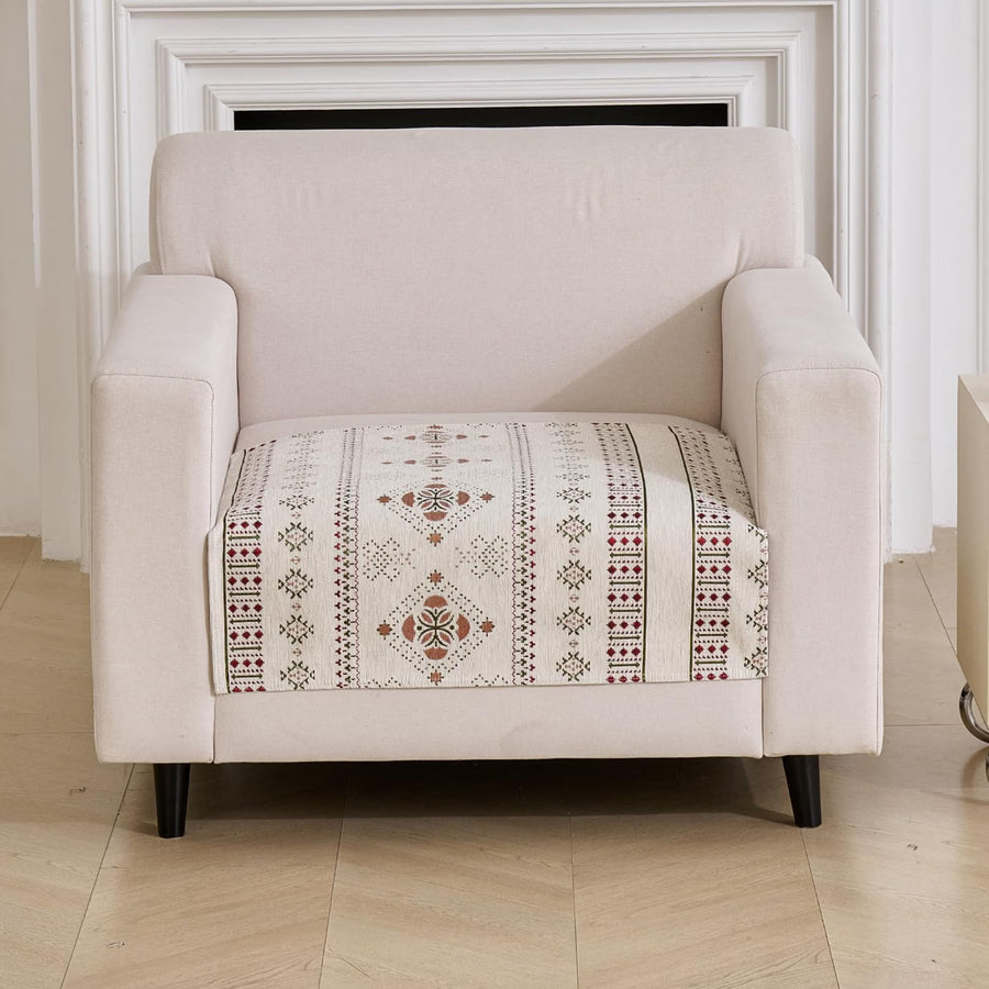 Medina Luxury Chenille Sofa Mat One Seater - Cream