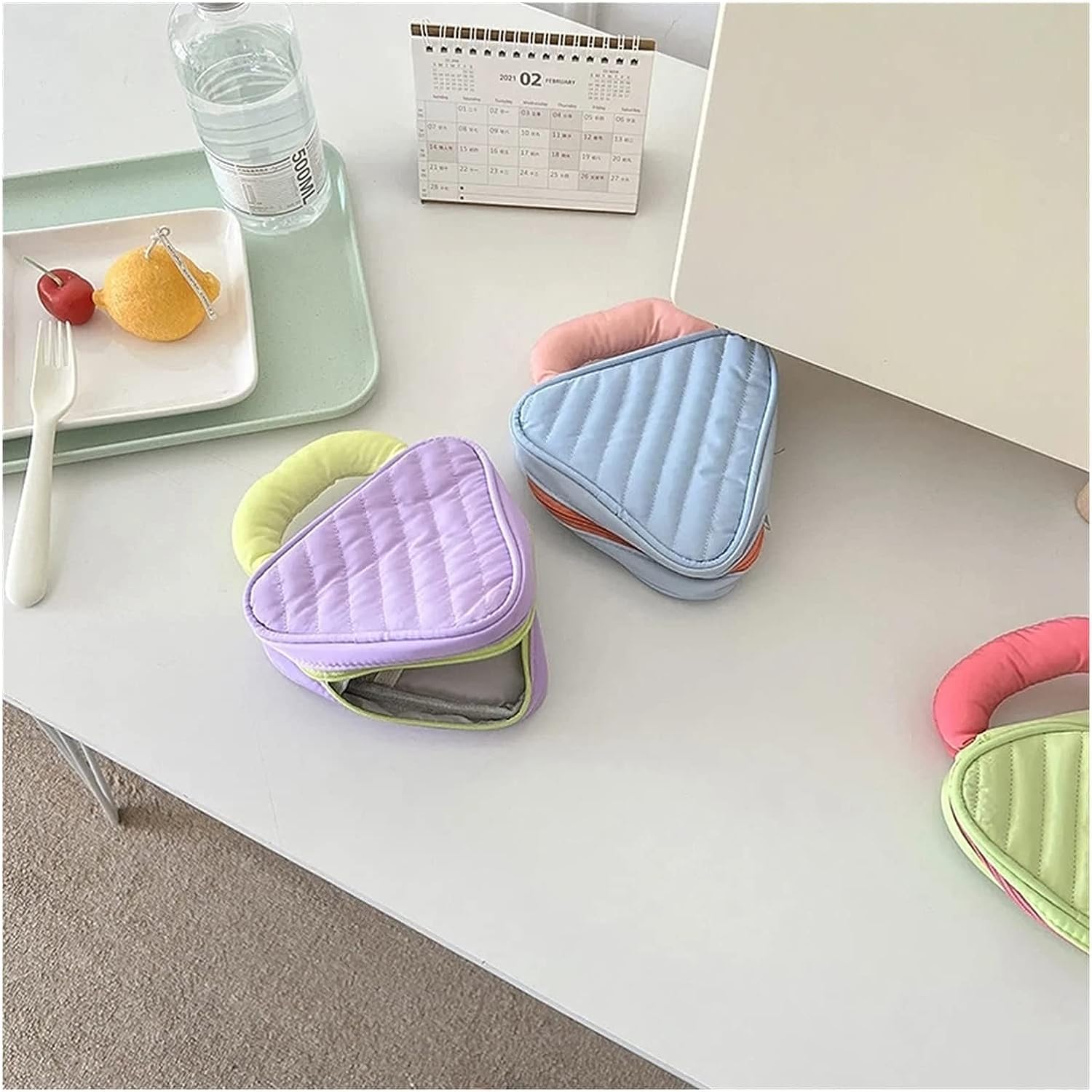 Makeup Organizer Travel Toiletry Bag Macaroon-Colored with Handle