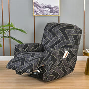 Recliner Slipcover 4 Pieces Chair Covers with Side Pocket Black Trellis