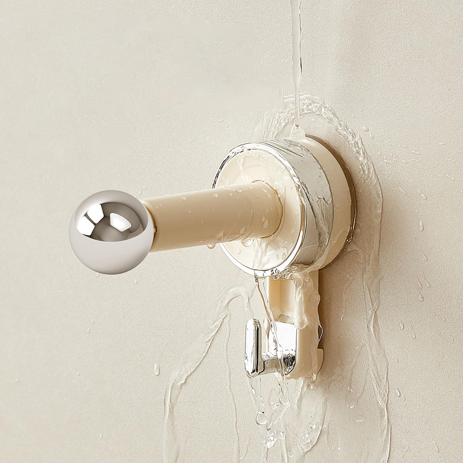 Adjustable Heavy-Duty Wall Suction Hook Waterproof No-Drill Bathroom Hook  (Cream)