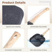 3-in-1 Nonstick Frying Pan Mini Divided Grill Pan with 3 Sections (Black)
