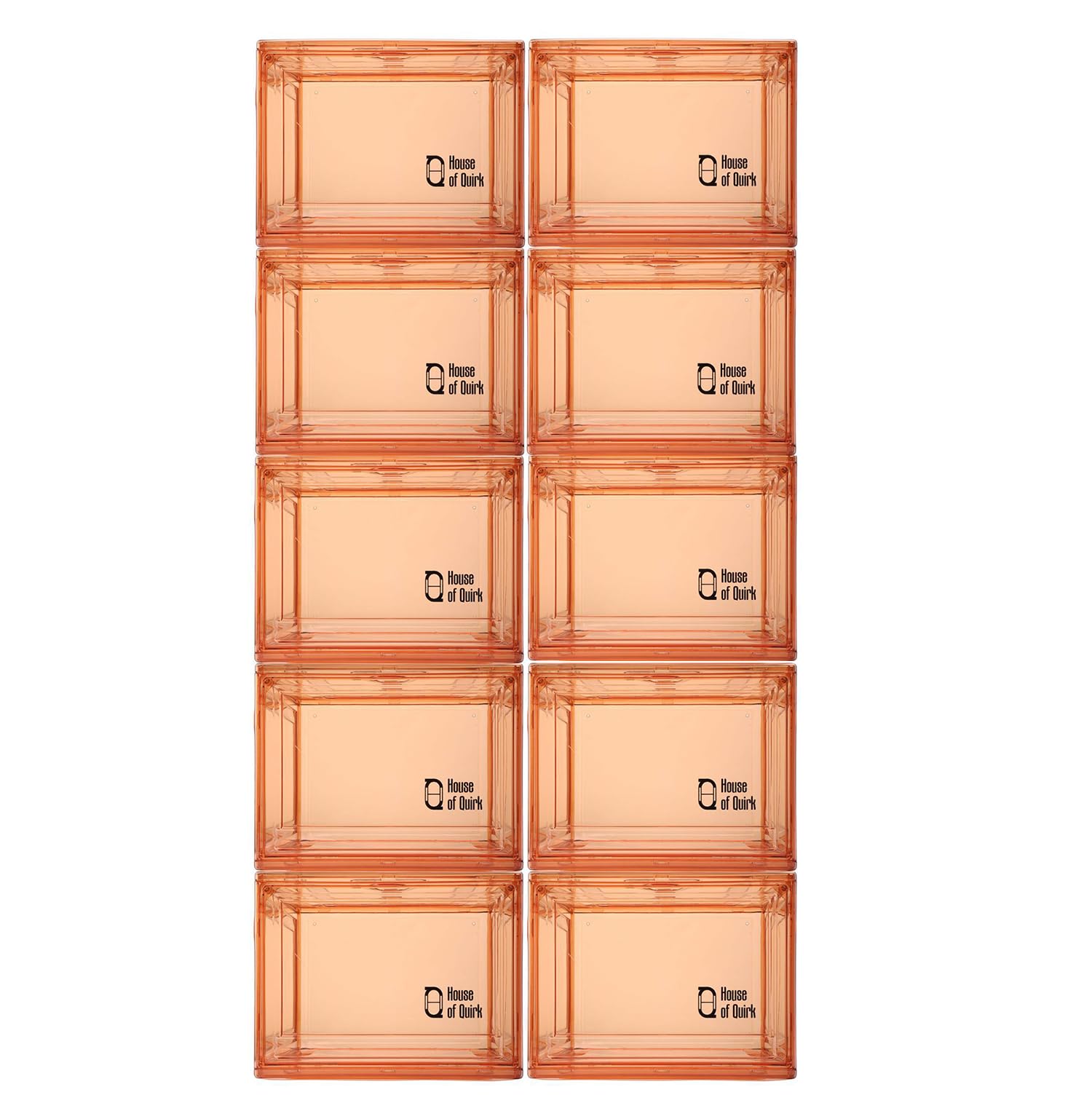 Shoe Organizer Large Shoe Boxes with Magnetic Door, Clear Stackable Plastic (Beige)