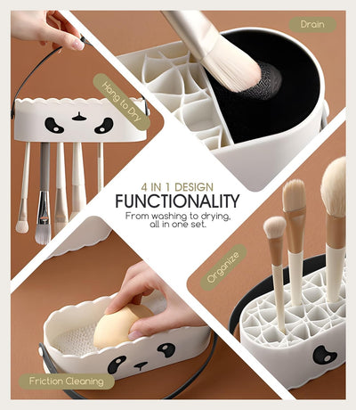 Makeup Brush Cleaning Tool with Drying Holder Mat