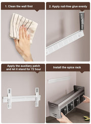 4 Slot Condiment Rack Holder, Wall Mounted & Countertops Organizer