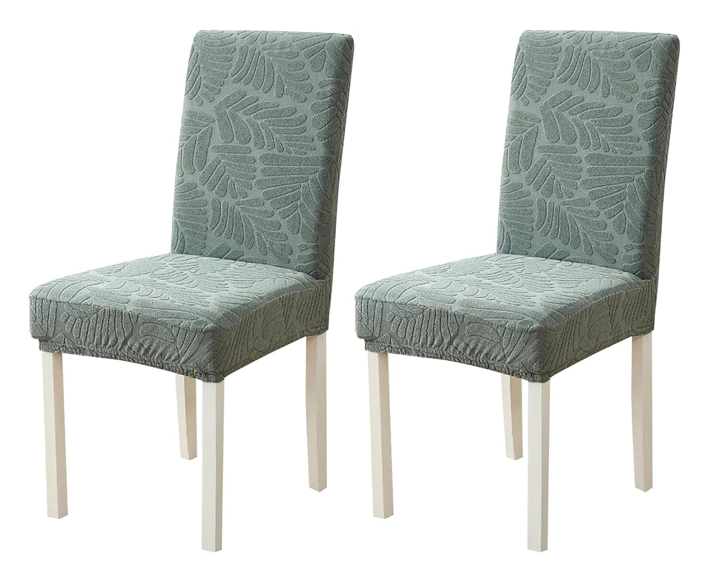 Jacquard Leaf Chair Cover-Pastel Green