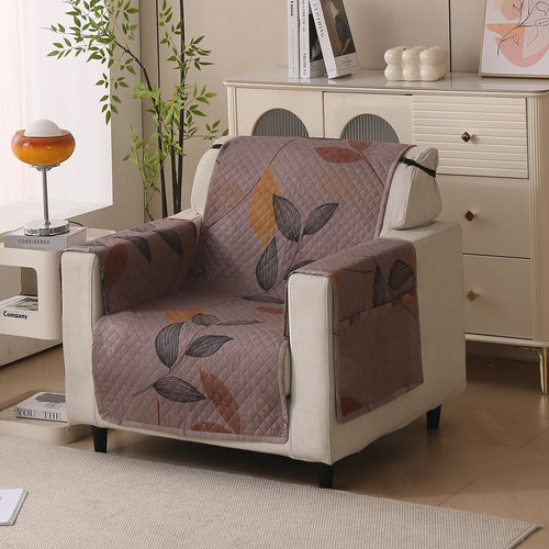 Polyester Sofa Cover Mat Reversible Couch Protector- Dusky Leaf