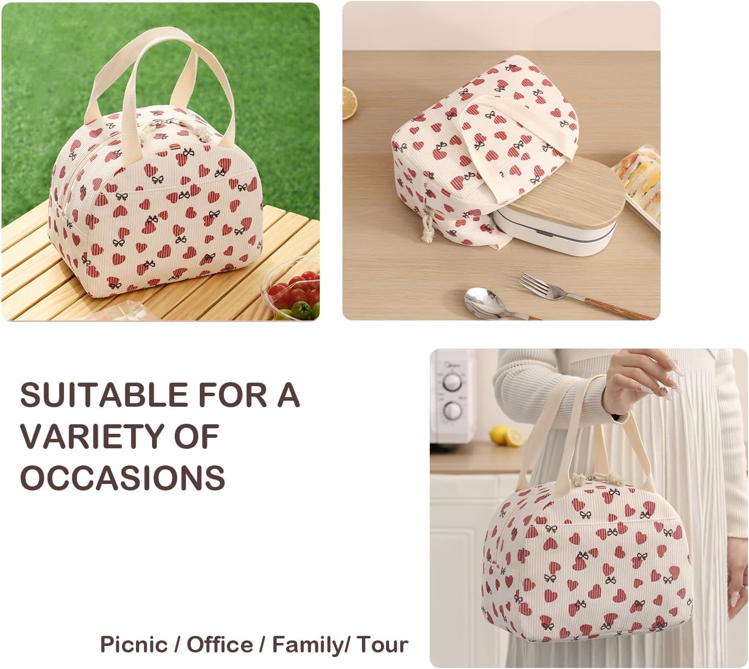 Corduroy Insulated Lunch Bag – Reusable Thermal Tote for Office, Picnic & Travel