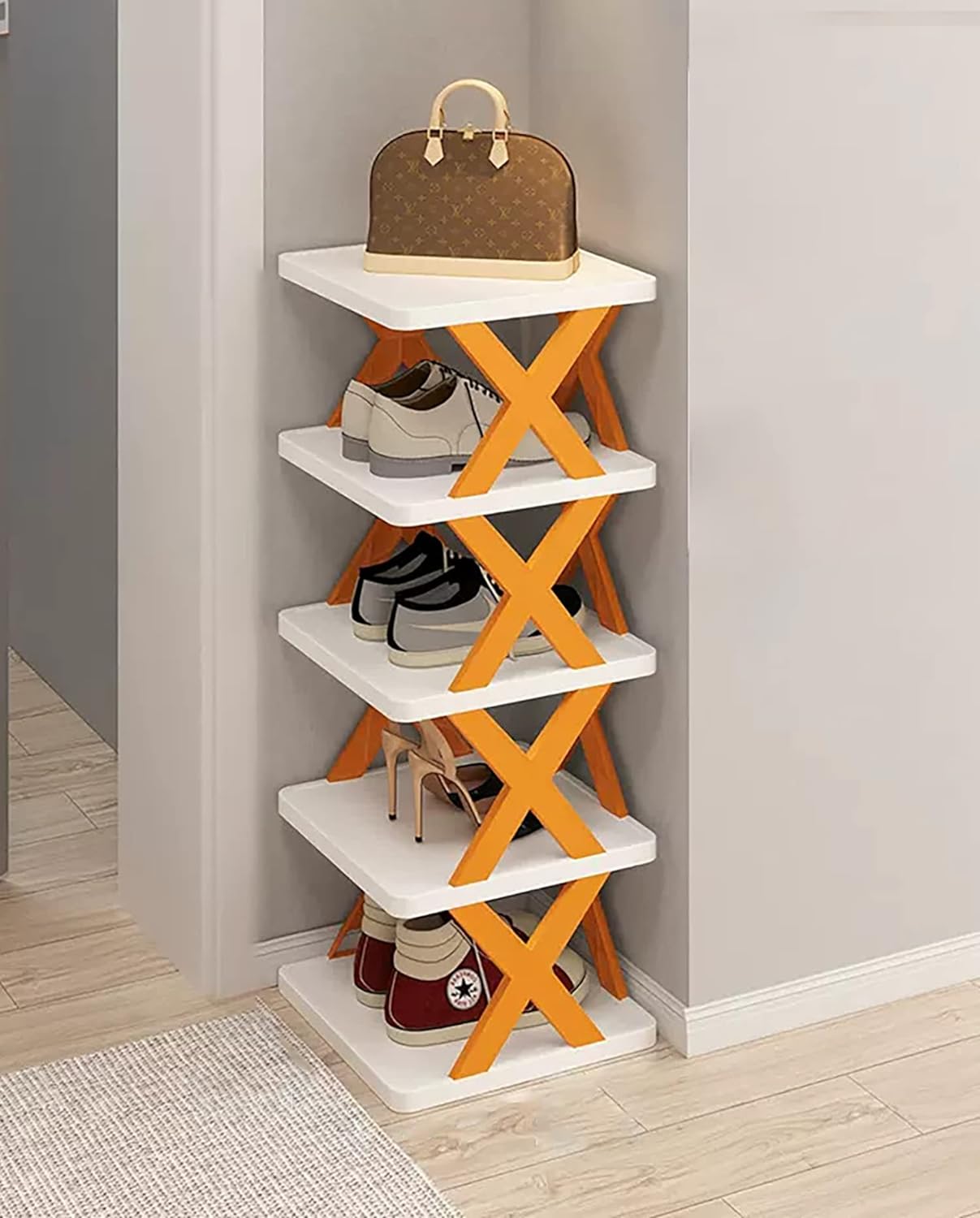 5 Tier Shoes Storage Cabinet for Saving Space-Orange