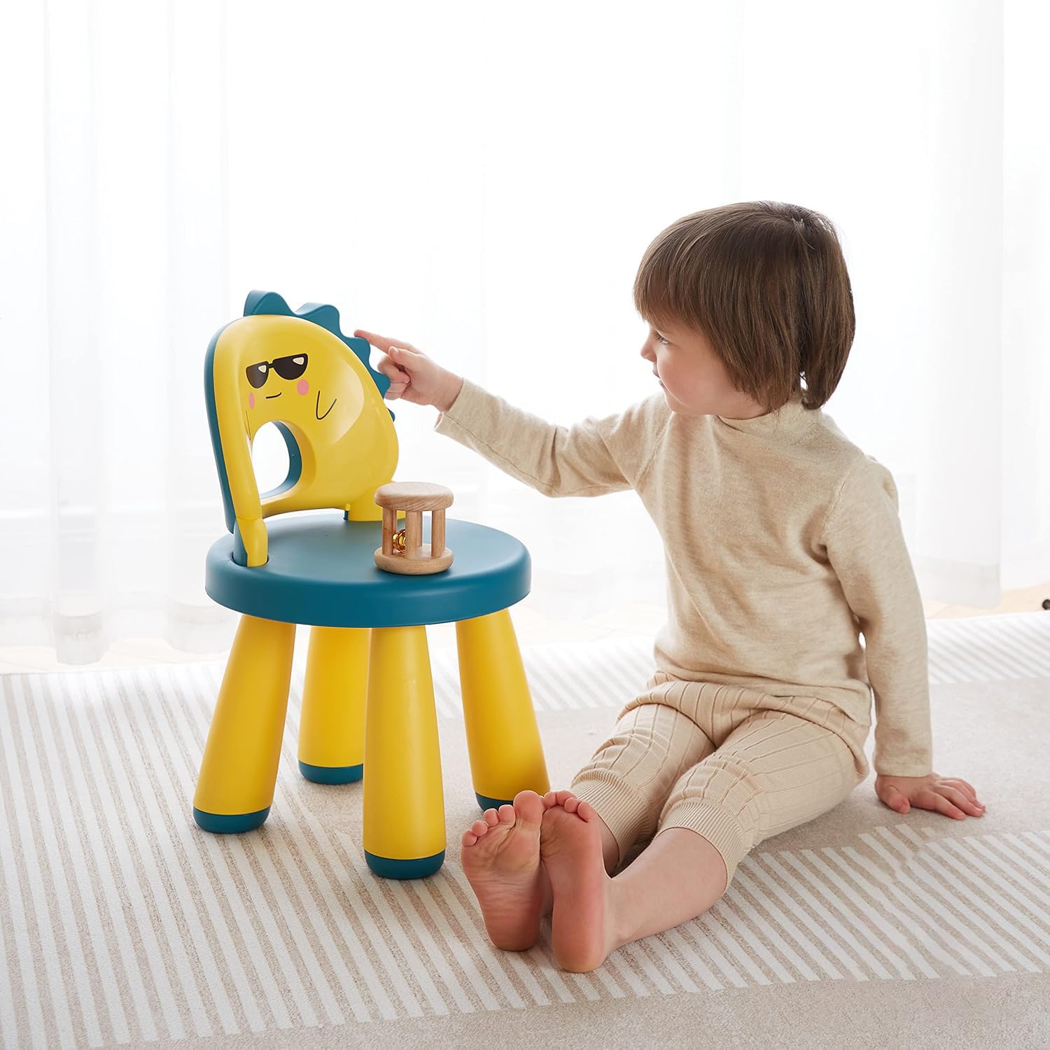 Detachable Baby Chair, Adjustable Backrest, Compact Chair & Stool for Toddlers