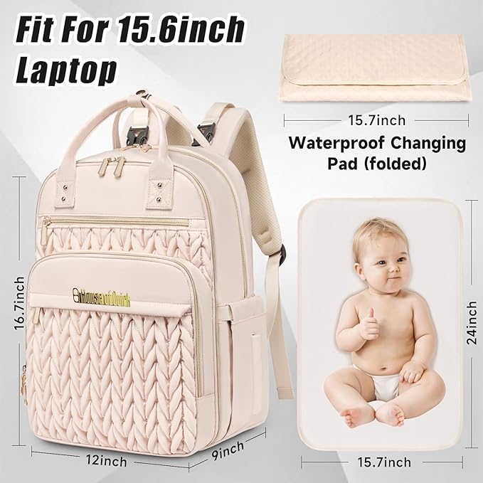 Diaper Bag Backpack for Baby – Waterproof Travel Baby Bag with Changing Pad
