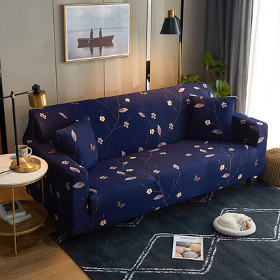 Printed Sofa Cover -Dark Blue Butterfly
