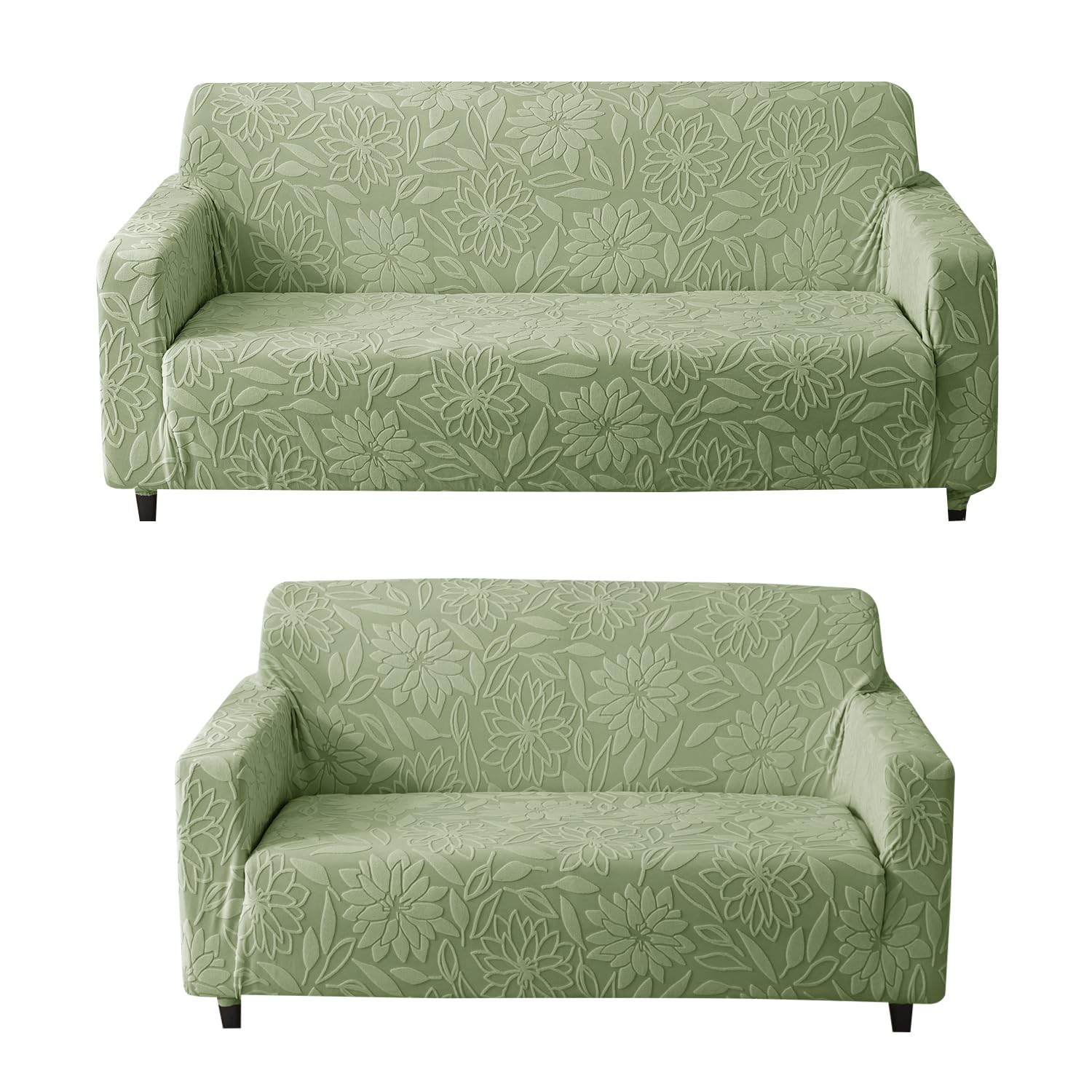 Universal Jacquard Waterproof Camellia 3 + 2 Seater Sofa Cover (Green)
