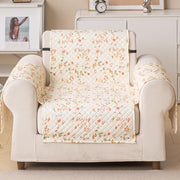 Quilted Printed Sofa Cover for Indian Sofa Set – Washable (Beige Tulip)