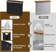 Toilet Paper Storage Basket with Lid Free-Standing Bathroom Organizer (Black)