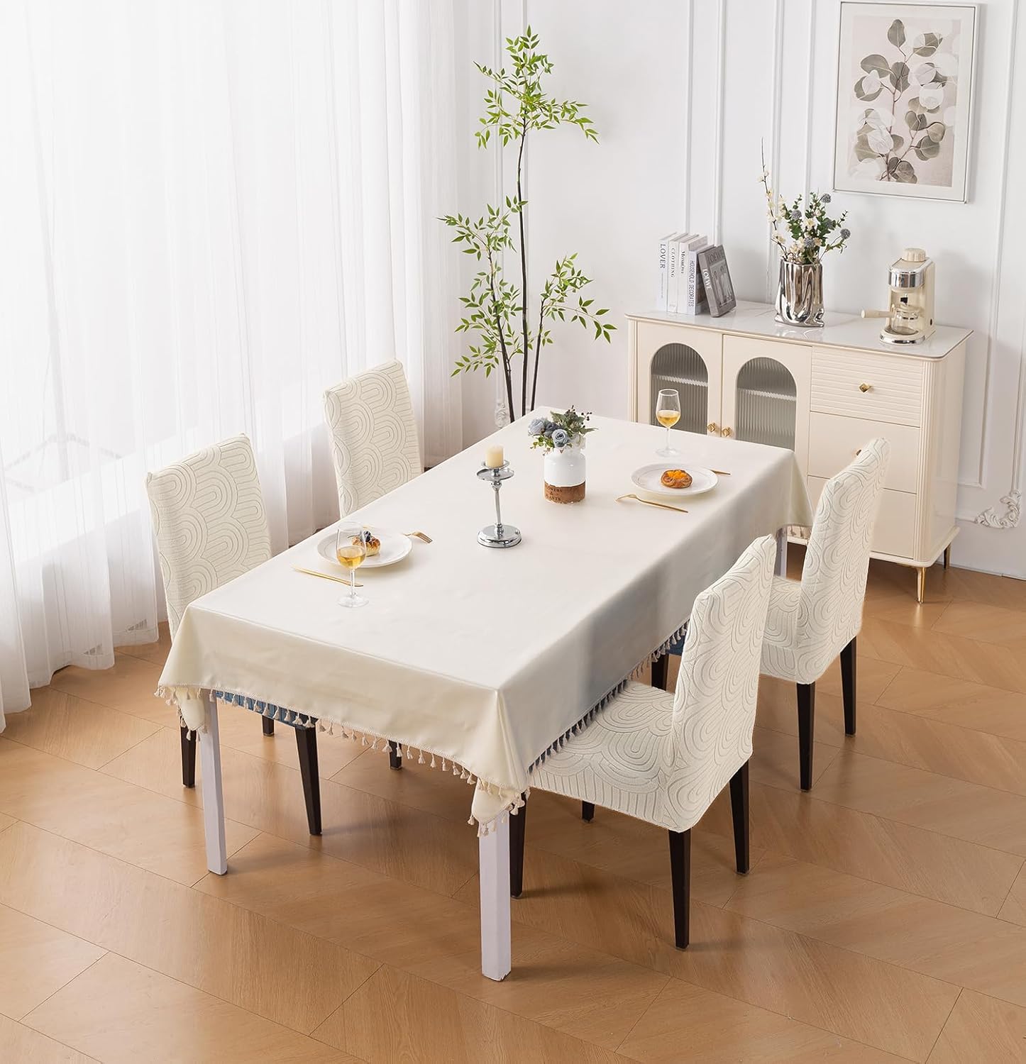 Premium Stretch Chair Cover – 220 GSM Jacquard Fabric (Beige)