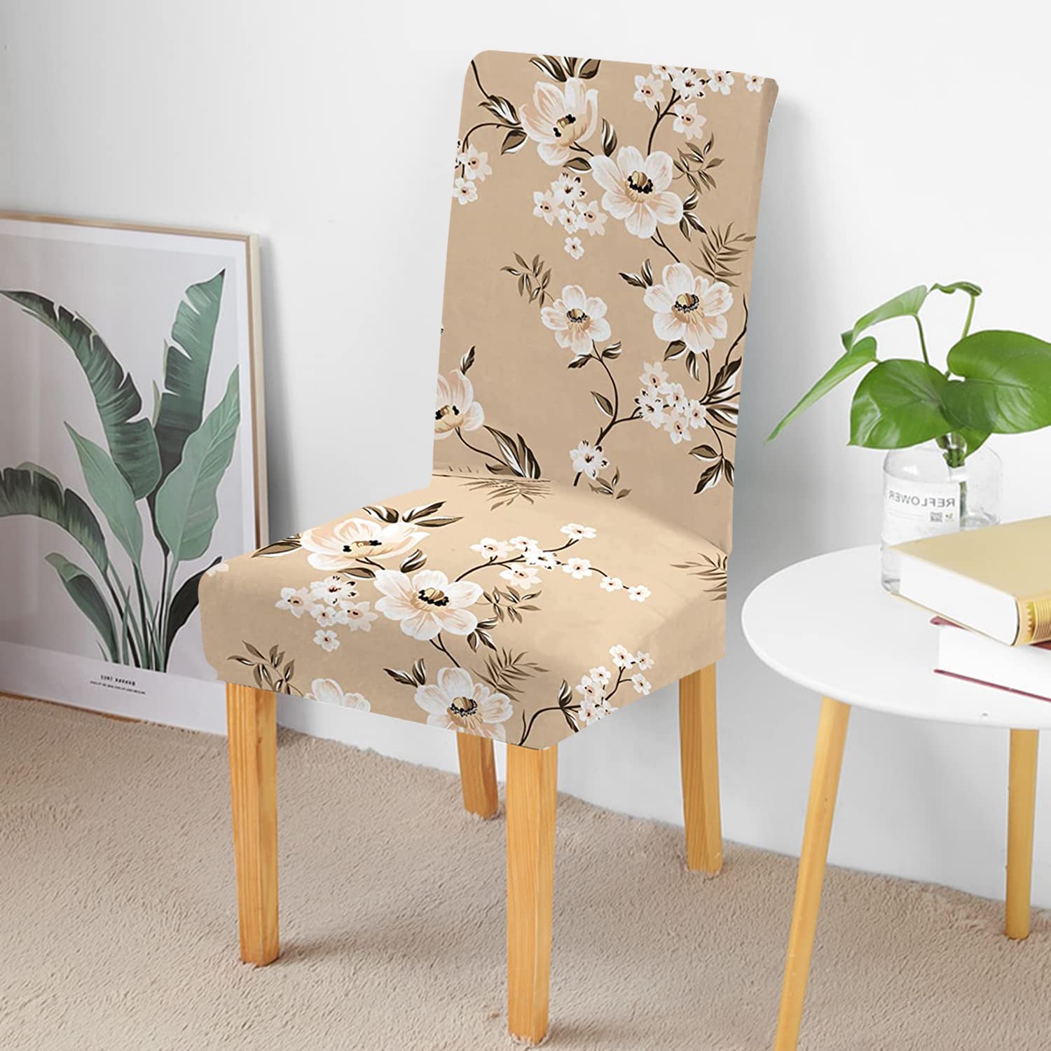 Elastic Chair Cover-Cream Flower