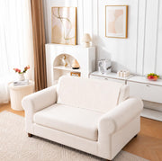 Rabbit Plush Sofa Mat Floral Design - Ivory