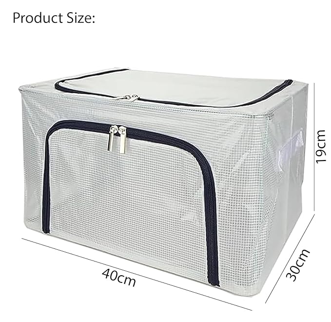 Foldable Transparent Storage Bags with Stainless Steel Frame (Blue, 24L)