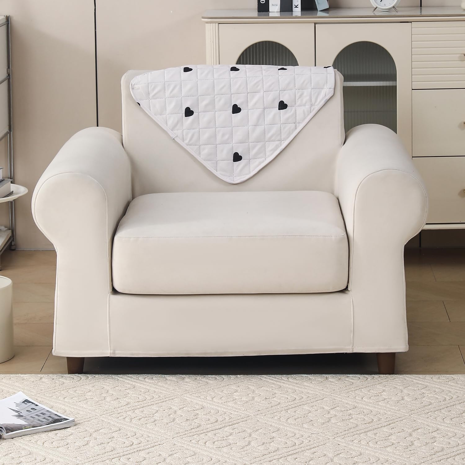 'Gulnaar Series' Printed Quilted Sofa Cover for 1/2/3/4 Seater – Anti-Slip (Mocha Mist)