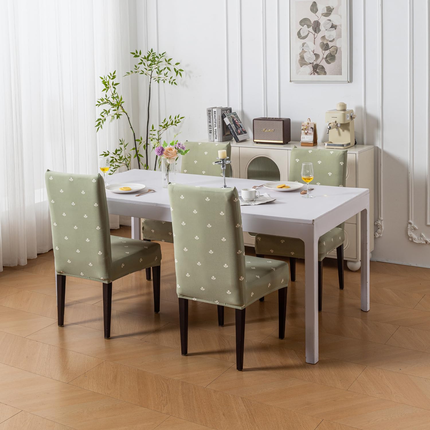 Elastic Chair Cover Stretch Removable Washable Short Dining Chair Cover (Neem Buti)