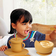 9-Piece Silicone Baby Feeding Set | Elephant Divided Plate, Bowl, Spoon, Fork & Bib