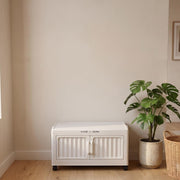 Folding Plastic Storage Cabinet with Wheels - White