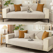Herringbone Chenille Sofa Cover Set – 3 Pcs (2pc Armrest Covers 50x70cm + 1pc Seat Cover) Beige
