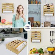 Foil and Plastic Wrap Organizer, Wall Mount, 5 in 1 Plastic Wrap Food Dispenser with Cutter